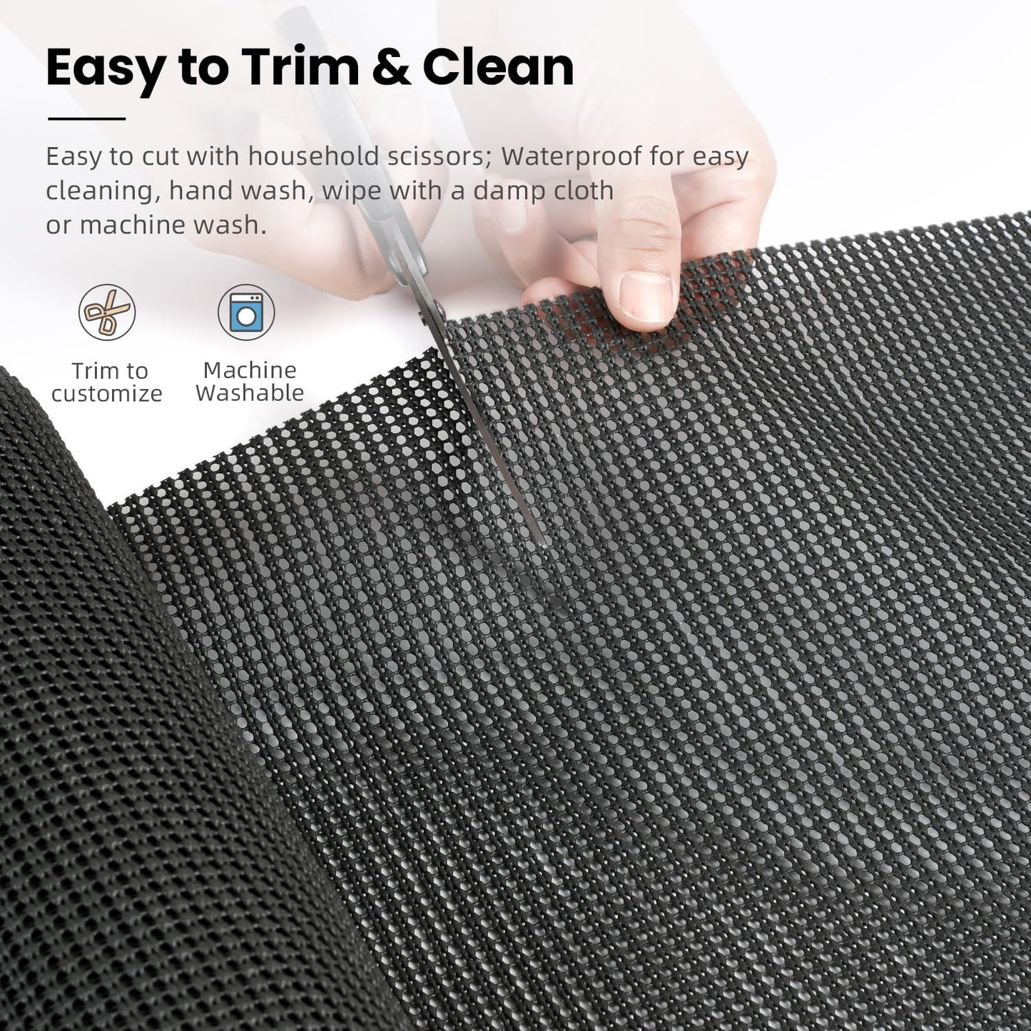 BAGAIL Non-Adhesive Shelf Liner, Thick Strong Grip Drawer Liners for Kitchen Cabinets, Heavy-Duty Easy Cut Cabinet Liners for Shelves, Pantry, Bathroom Cupboards - 12" x 20FT, Charcoal