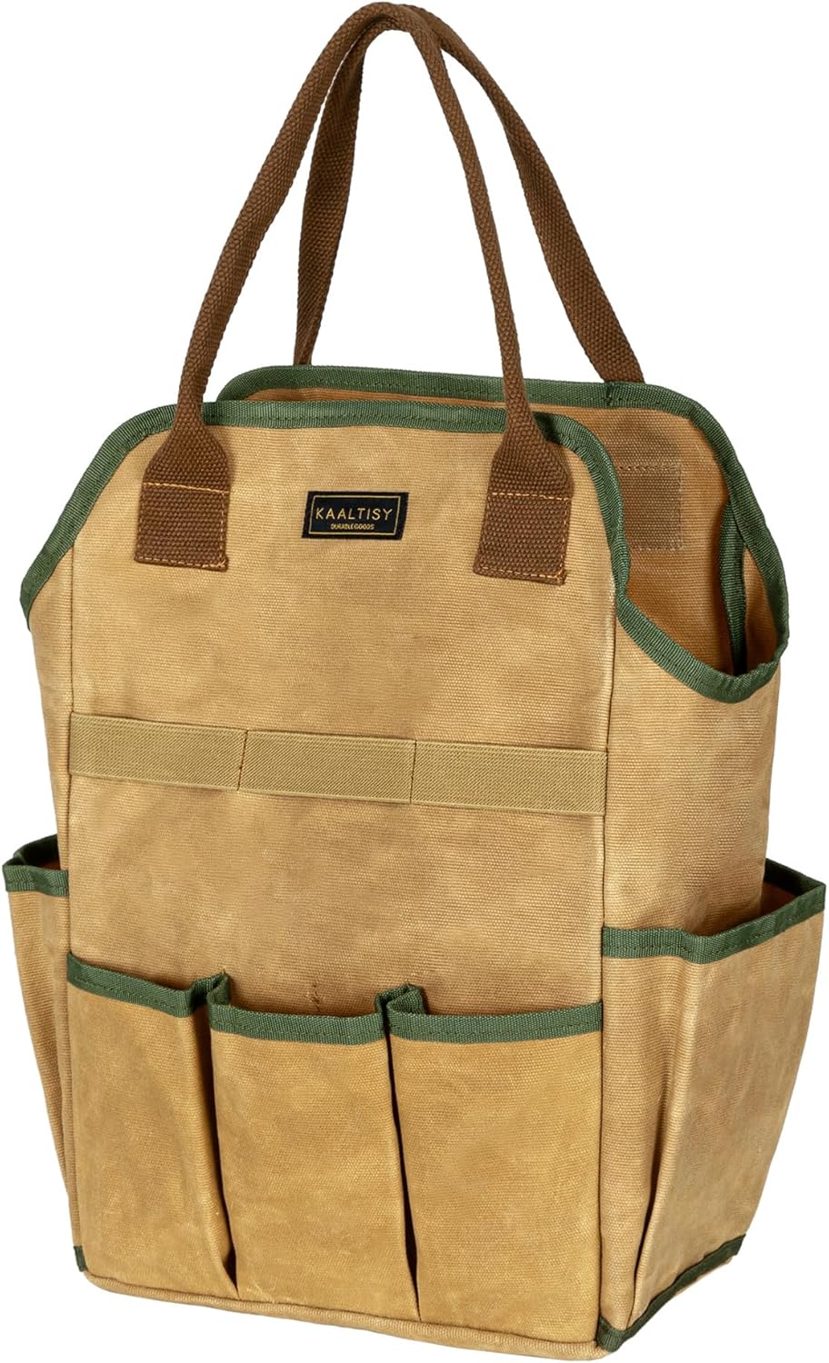 Garden Tool Bag | Heavy-Duty 16oz Waxed Canvas Garden Tool Tote with 8 Pockets | L9.5" x W6" x H15.5" | Tools Storage Bag for Gardeners, Portable Tool Organizer for Garden Essentials