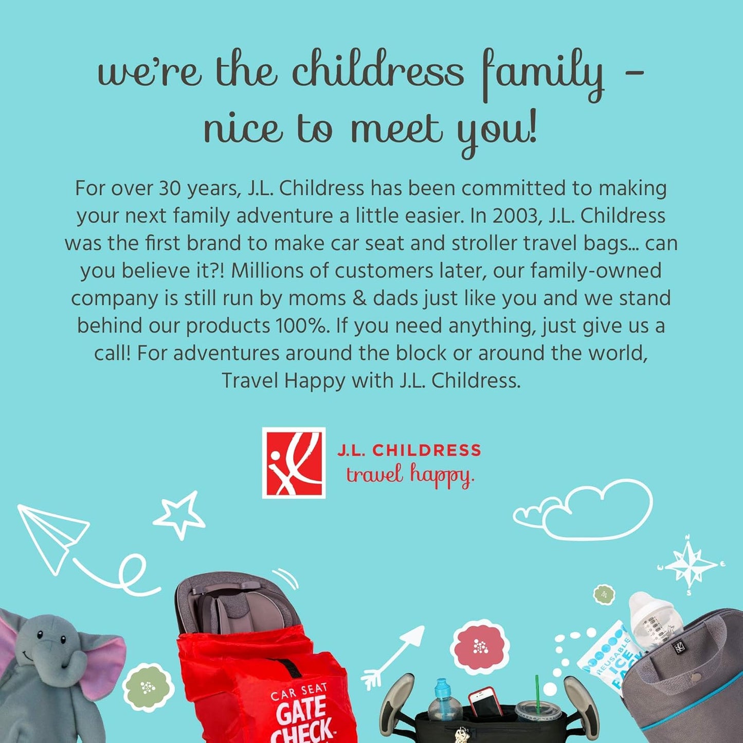J.L. Childress Gate Check Bag for Single & Double Strollers - Travel Bag for Airplane, Fits Most Standard Baby Strollers, Airport Accessories for Gate Check, Flying Essentials - Deluxe, Grey