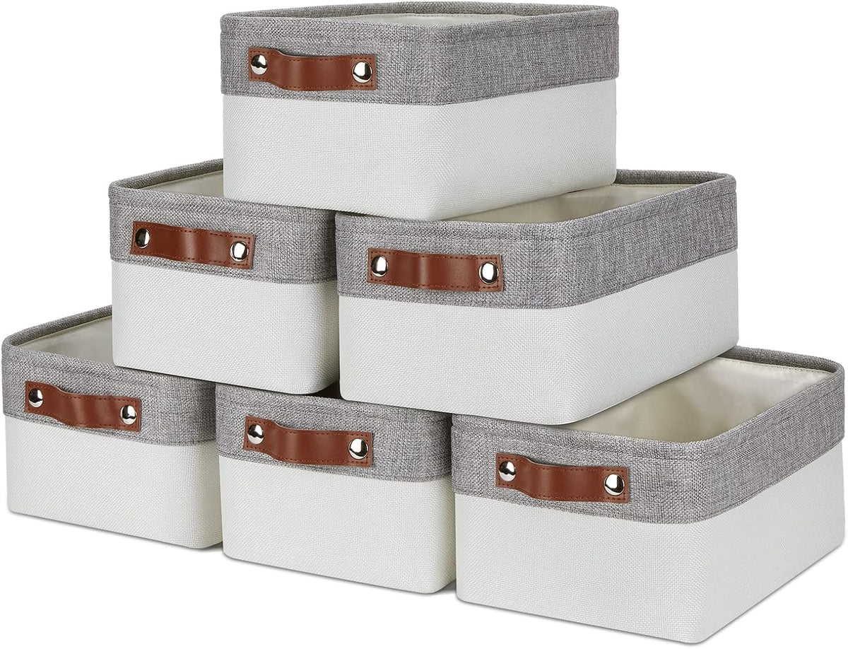 DULLEMELO Large Storage Baskets for Blankets Living Room 51L Canvas Storage Baskets for Organizing 3 Pack Collapsible Baskets Bins for Organizing Home Office with Handles (Grey)