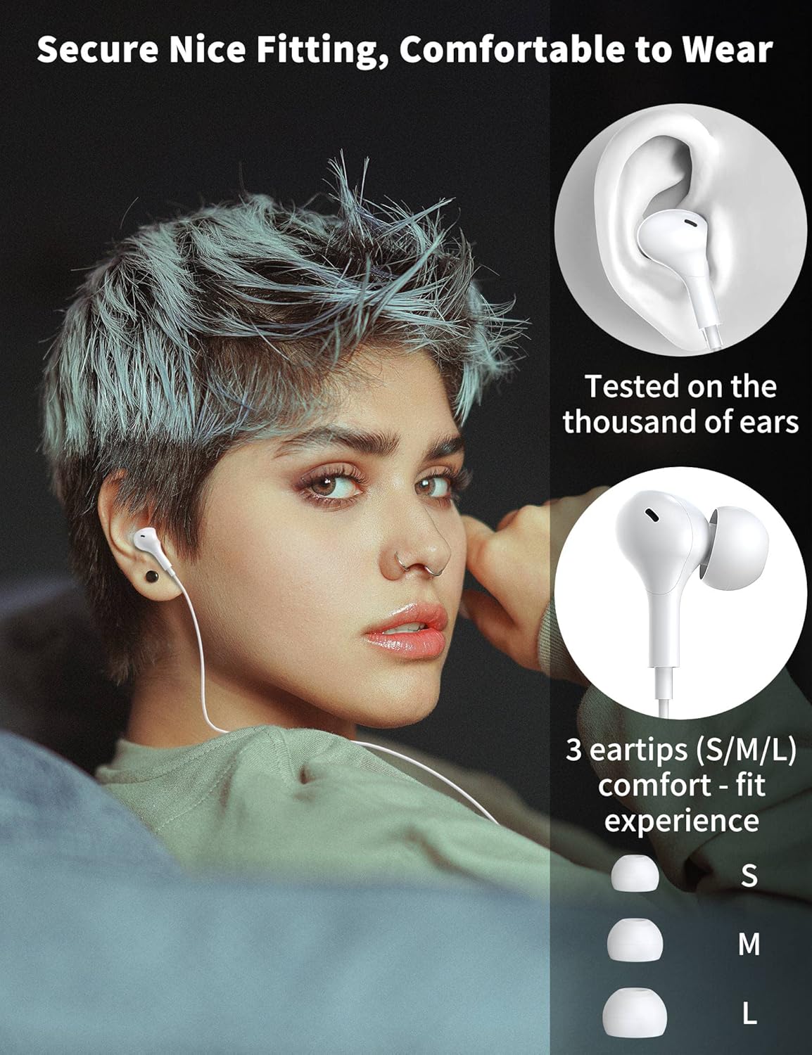 USB C Headphone for Samsung S26 S25 FE S24 A16 A17 Wired Earbuds Magnetic in-Ear Type C Earphone with Microphone Volume Control Bass Stereo Noise Canceling for iPhone 17 Pro Max 16 16e 15 Pixel 10a 9a