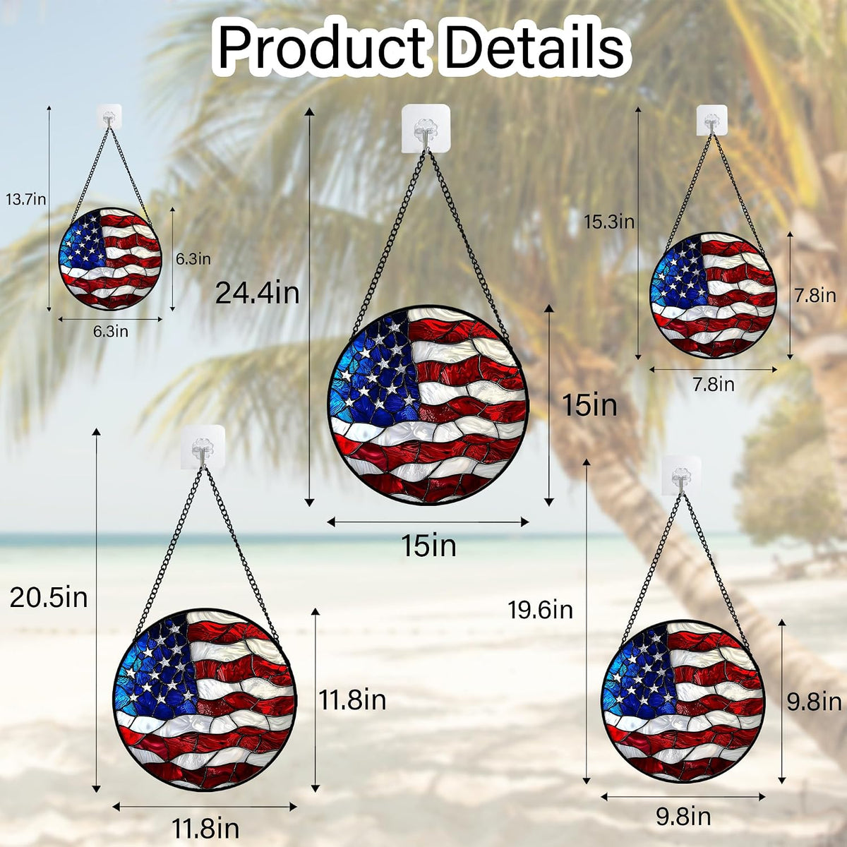 US National Flag Pattern Stained Glass Window Hanging Suncatcher Gifts 6.3"