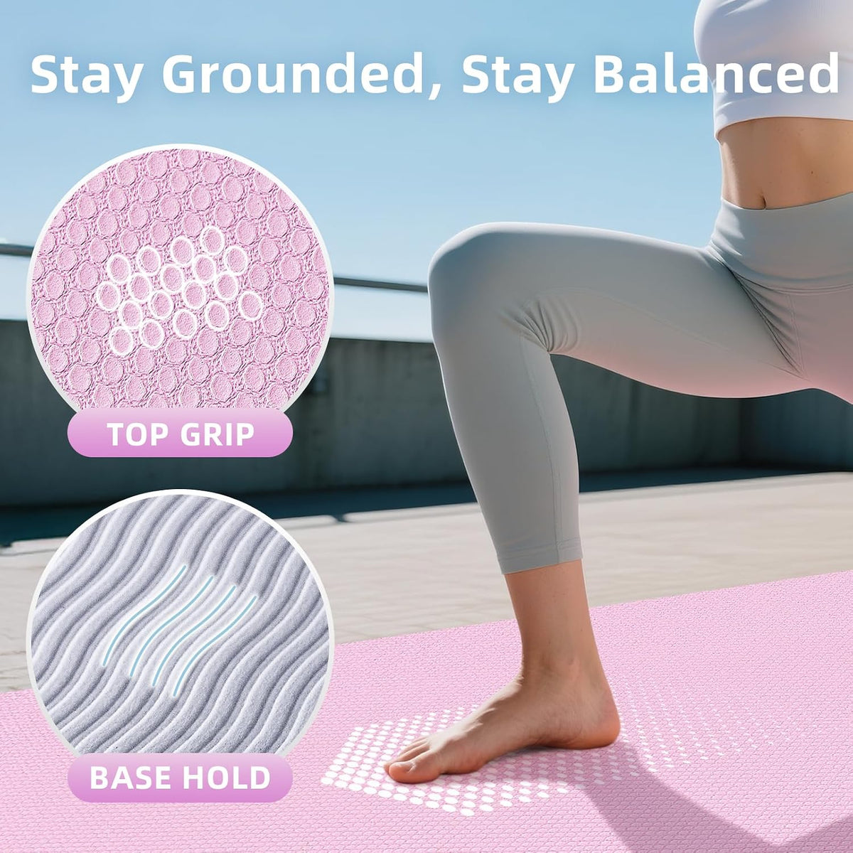Extra Large Yoga Mat – 72"x48" or 78"x57", 1/4"–1/2" Thick Mat for Women & Men, TPE Non-Slip Pilates Mat for Home Gym, Yoga, Stretching, Meditation