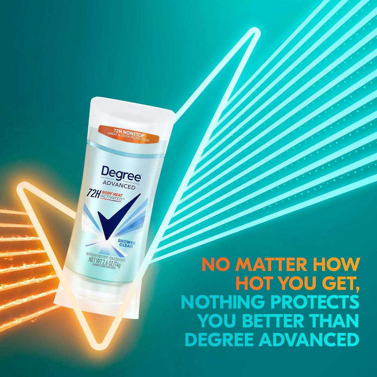 Degree Advanced Antiperspirant Deodorant 4 count 72-Hour Sweat & Odor Protection Shower Clean Antiperspirant for Women with MotionSense Technology 2.6 oz