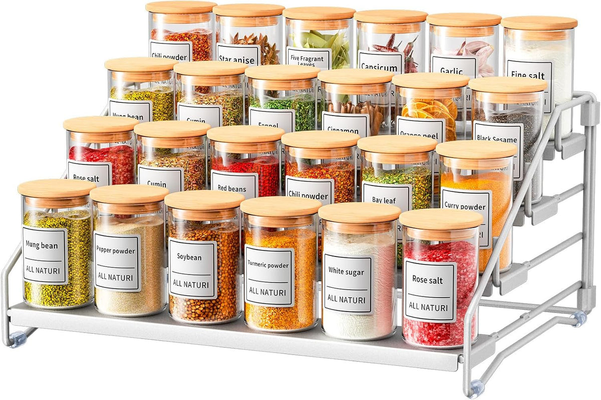 Spice Rack Organizer for Cabinet, Depth Adjustable 4 Tier Spice Rack,1 Pack