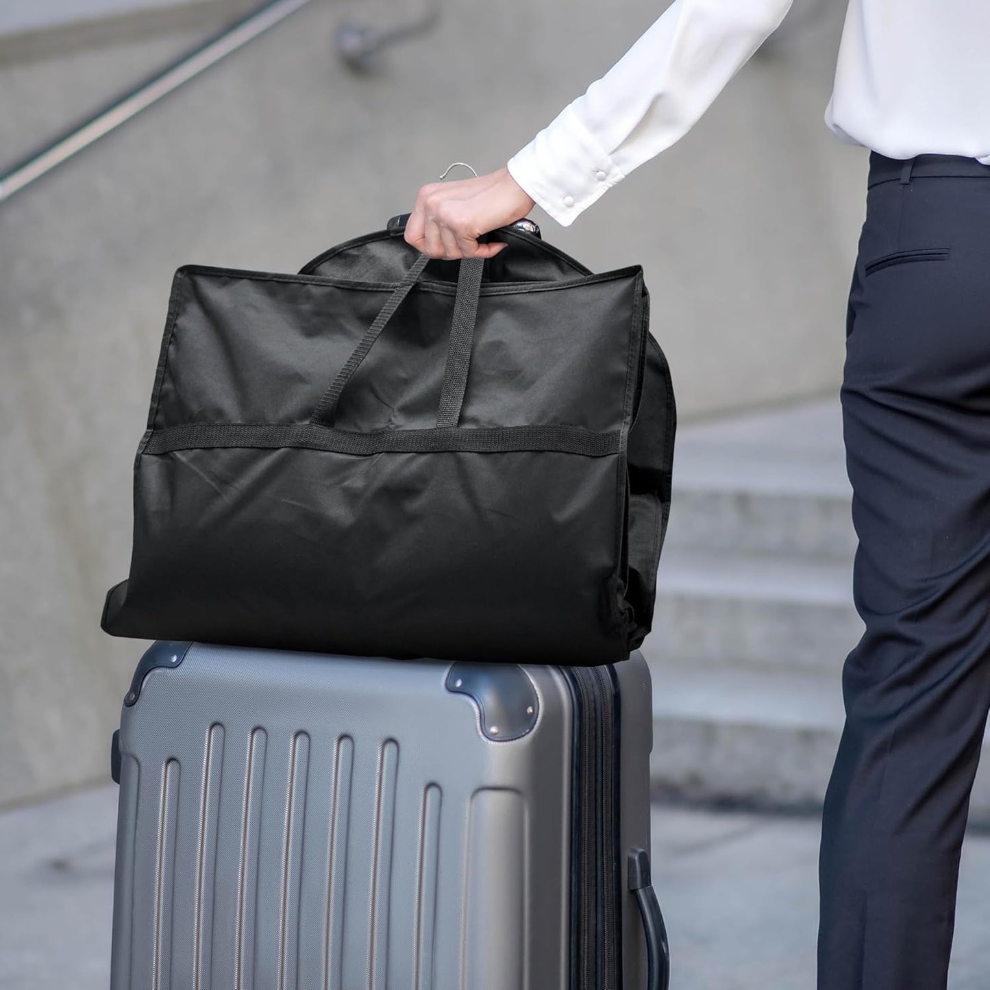 Lazebox 43" Travel Garment Bag with Accessories Zipper Pocket, Heavy Duty Suit Bag for Suits, Tuxedos, Dresses, Coats, Black, 3 packs