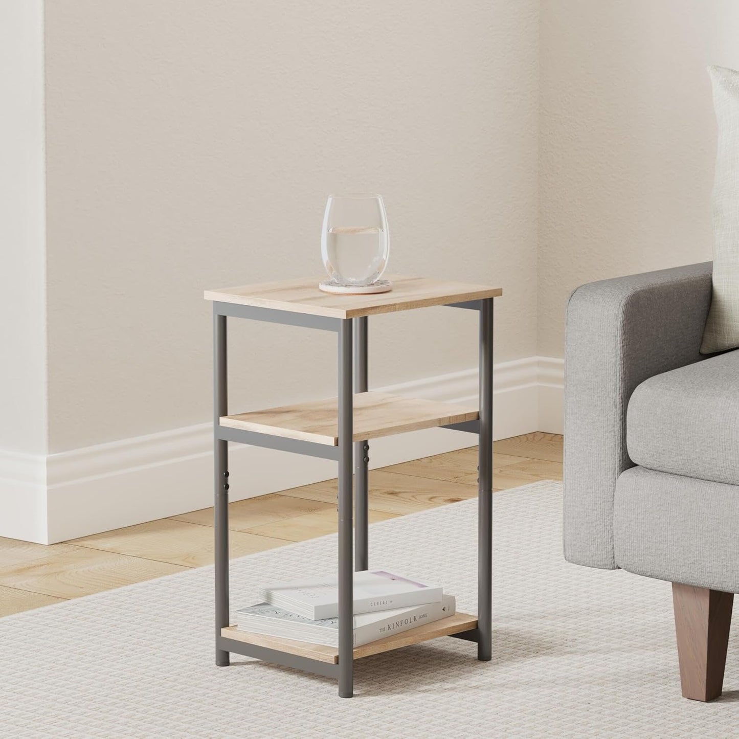 VASAGLE BARNET Collection - Side Table, Small End Table for Living Room, Modern Tall Nightstand, Bedroom, Office, Bathroom, Steel Frame, Camel Brown and Ink Black ULET273B50