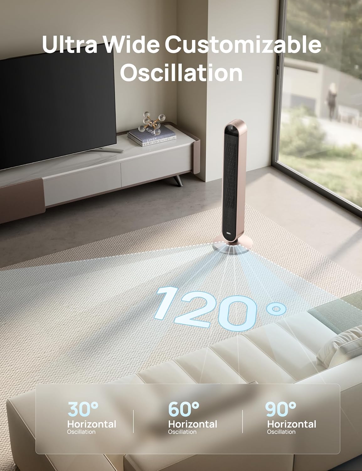 DREO Smart Tower Fan Voice Control, 120° Oscillating Fan Works with Alexa/Google/App/Remote, 42 Inch, 20dB Quiet DC Bladeless Fan for Bedroom,12 Speeds, Floor Fan for Home, Office