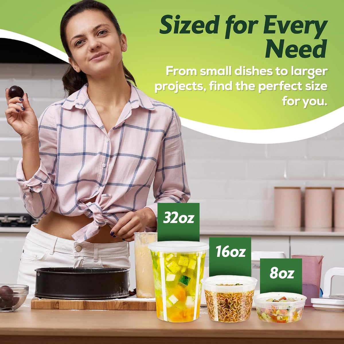 32 oz. Food Storage Containers with Lids [26 Sets] - Soup, Slime, Ice Cream, Freezer Meal Prep Containers | Microwave/Freezer/Dishwasher Safe | BPA Free | Leak-Proof