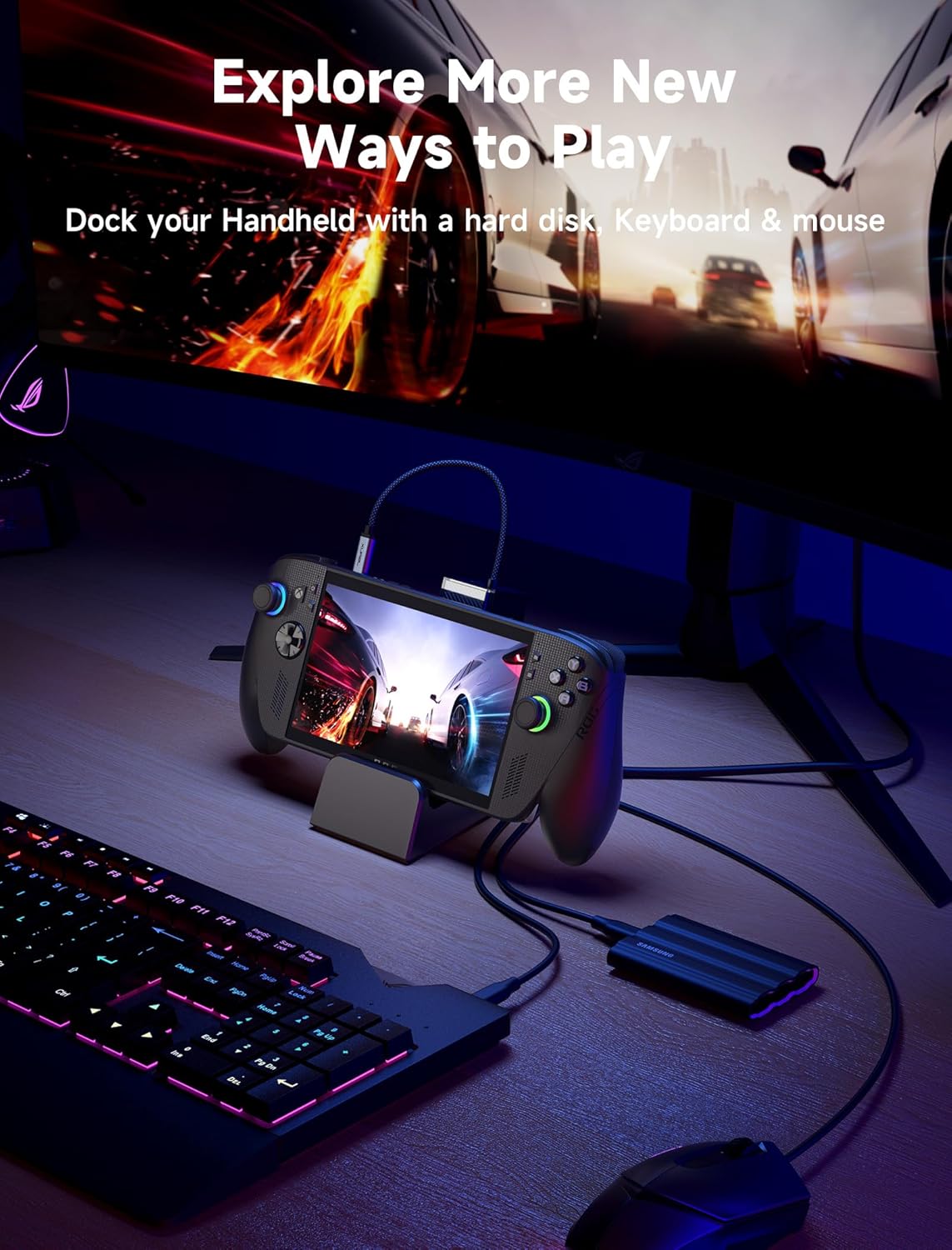 JSAUX Docking Station for ROG Xbox Ally X (2025)/ROG Ally X/ROG Ally/Steam Deck/Legion Go/Legion Go S, 6-in-1 Dock with HDMI 4K@120Hz, Gigabit Ethernet, USB A & USB C 3.2 Gen 1, 100W Charging - HB0609