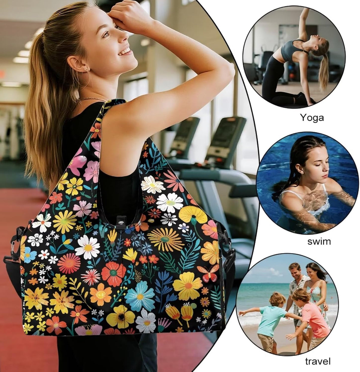 Yoga Mat Bag for Men Women Canvas Yoga Mat Carrier Take In Out Mat Easily for Beach Swim Bags Pool Sports Gym