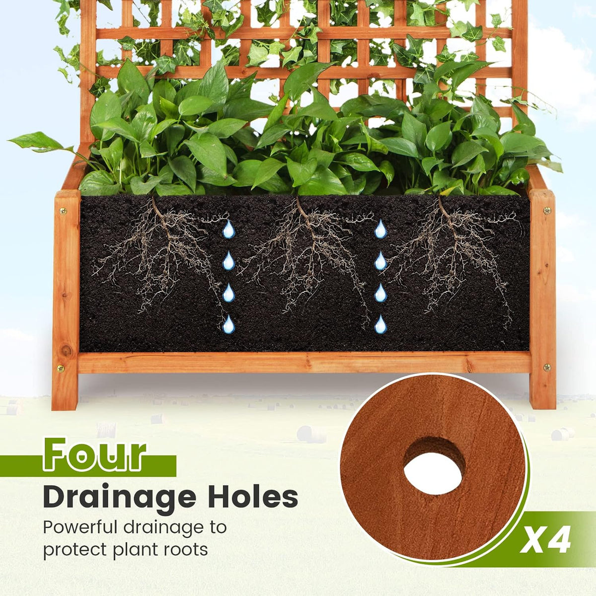 HAPPYGRILL 72.5" Raised Garden Bed with Trellis & Planter Box