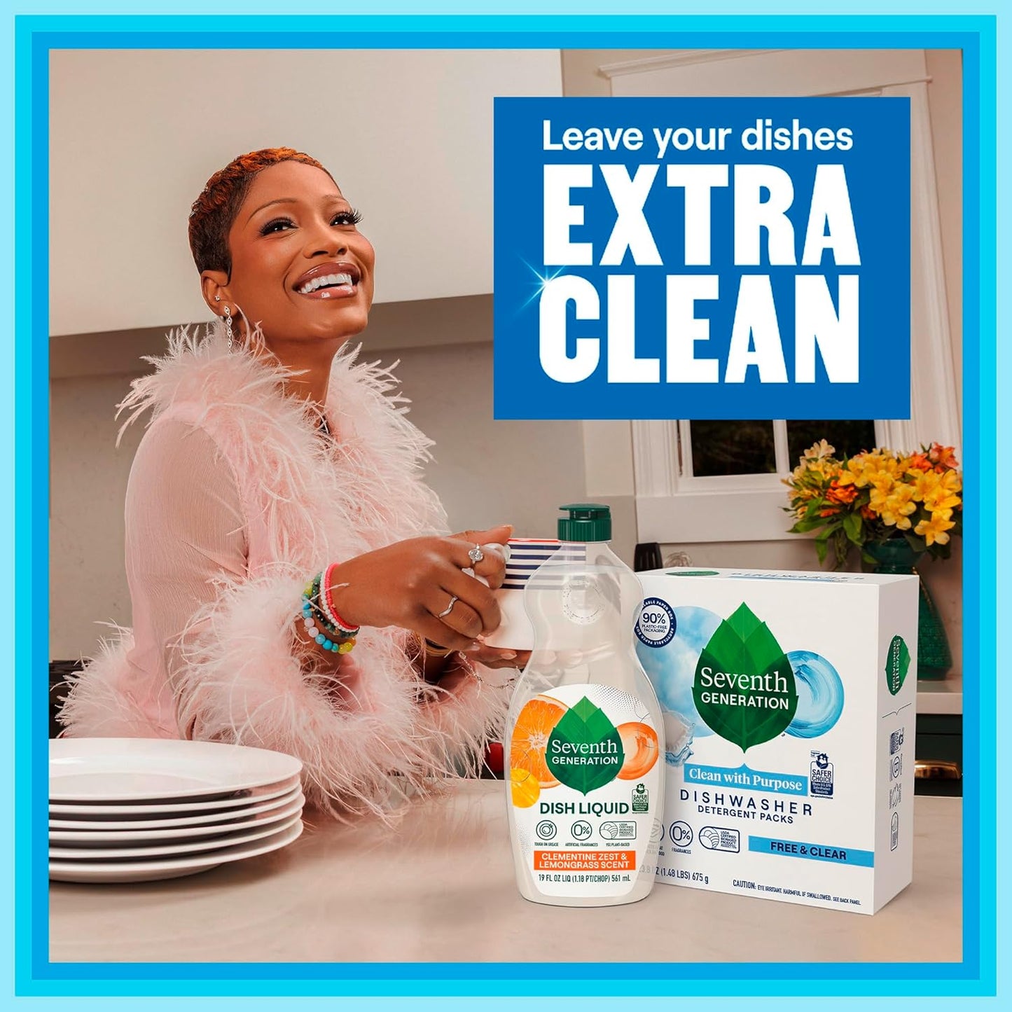 Seventh Generation Dishwasher Detergent Packs, Free & Clear, 72 Count, Pack of 1, Plant Powered Cleaning, Fights Greasy Reside & Stuck-On Food For Sparkling Dishes, Fragrance-Free & Septic Safe