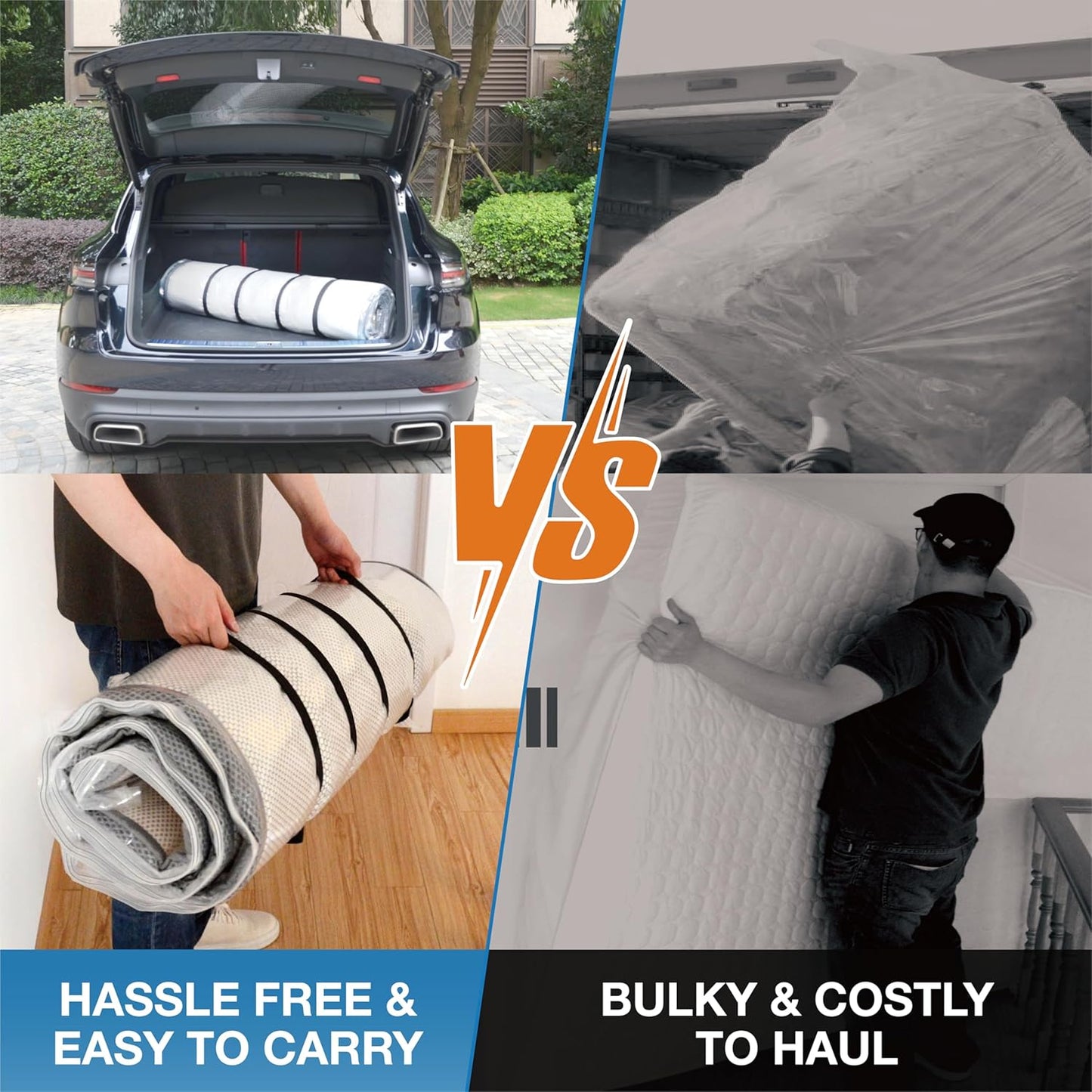 Storage Logic Foam Mattress Vacuum Bag with 4 Adjustable Packing Straps for Moving, Storage, Shipping, Vacuum Seal Mattress Bag with Packaging Straps (Queen/Full/Full-XL)