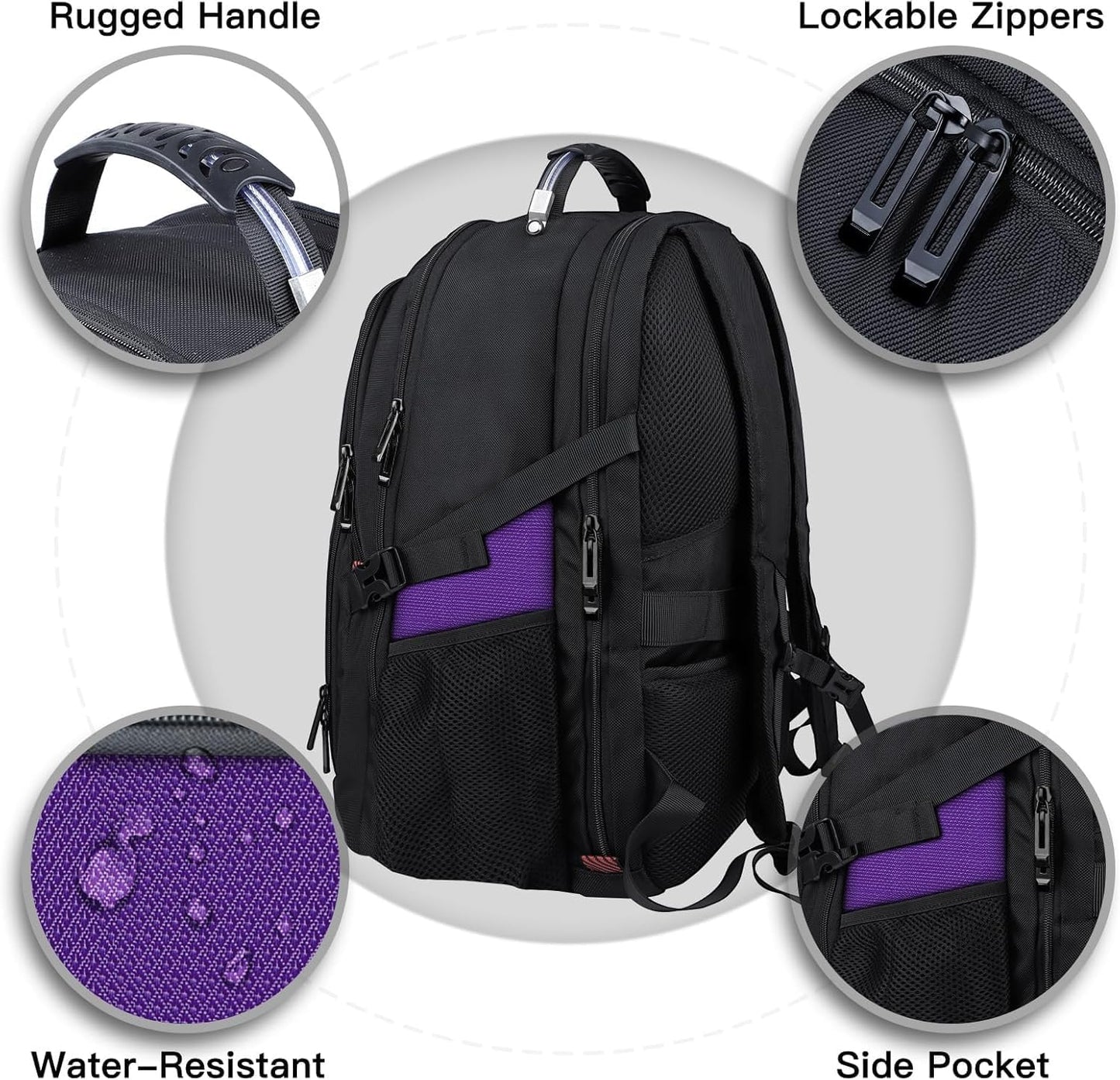 ANTERK Extra Large Backpack, Travel Laptop Backpack, Sturdy TSA Water Resistant 17.3 Inch Carry on Backpacks, Anti Theft Business Computer Backpacks Gifts for Men Women, Purple