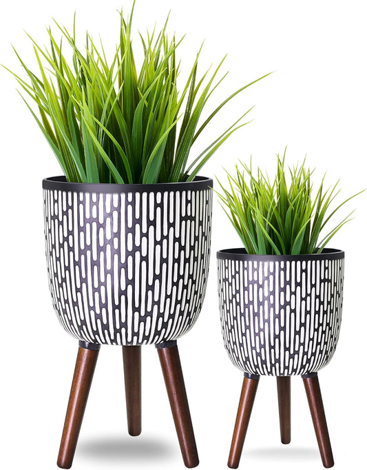 2 Set Plant Pot with Stand 10 & 12 inches with Legs for Indoor Plants