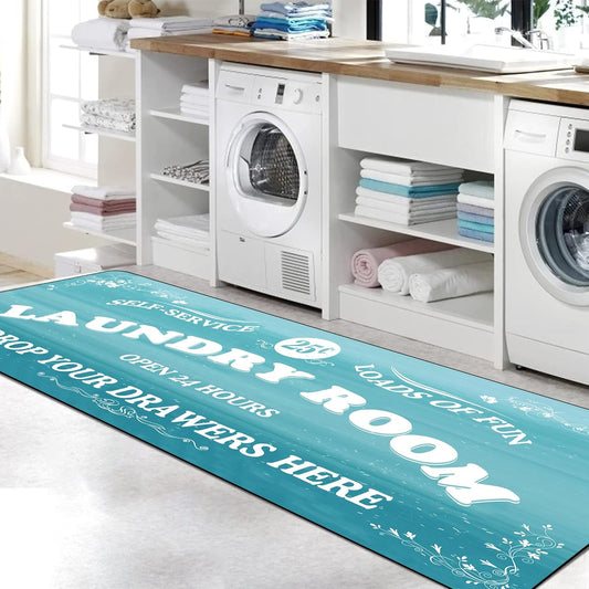 Zoke Laundry Room Rug Runner Stylish Non-Slip Laundry Room Mat 20"x47", Versatile, Waterproof Runner for Laundry, Kitchen, and Bathroom, Mudroom Decor and Farmhouse Charm
