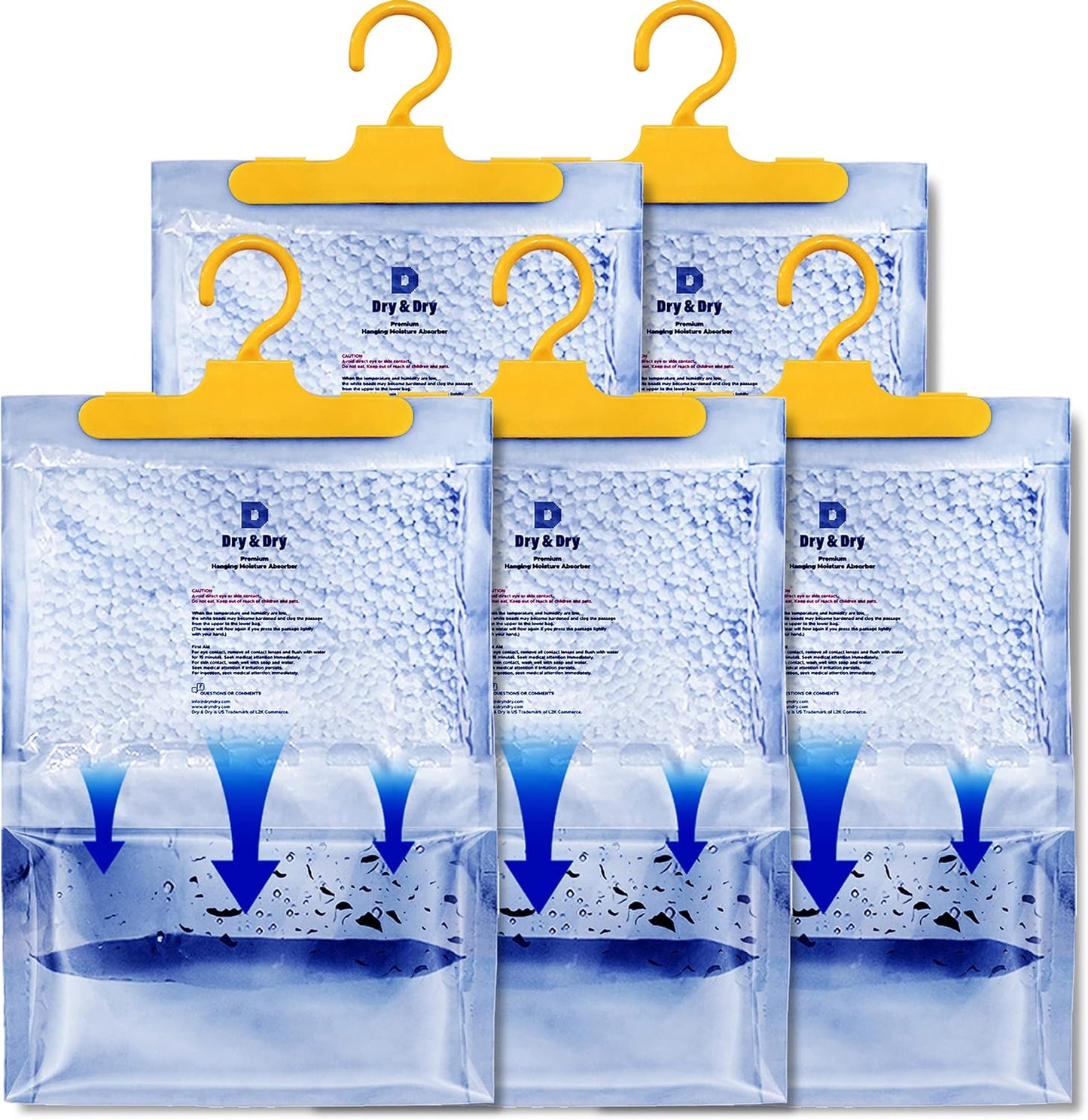 Dry & Dry 5 Pack[14 OZ] Premium Moisture Absorbers for Home, Basement & Bedroom - Small Dehumidifiers