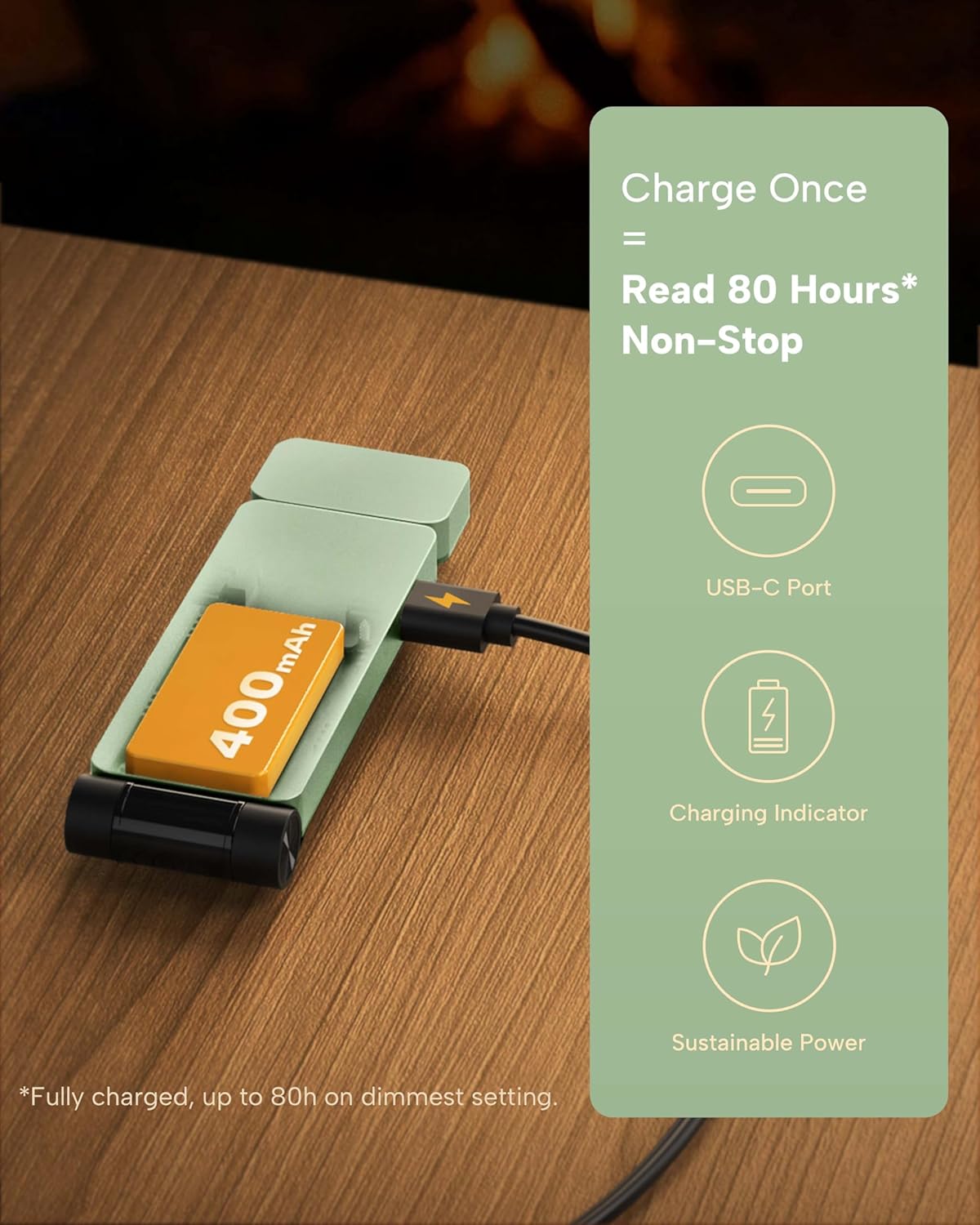86lux Book Light, Rechargeable Clip-On LED Reading Light for Bed & Night Use - 3 Color Temperatures with Stepless Dimming, Ultralight Bookmark Design for Kids, Book Lovers, Mint Green