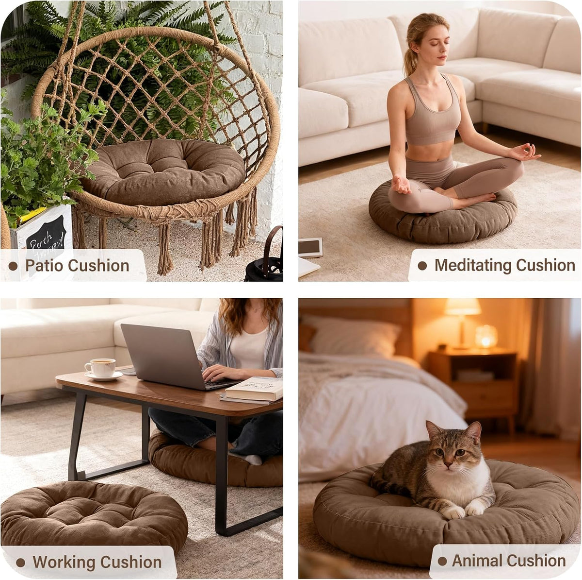 Tiita 22 Inch Floor Cushion - Round Outdoor Chair Cushion Pad with Corduroy