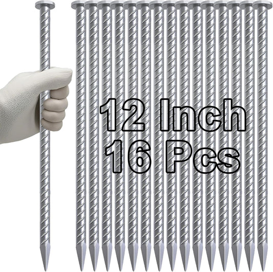 VVOKGO Rebar Stakes 12 Inch Galvanized Metal Steel Ground Spikes Heavy Duty