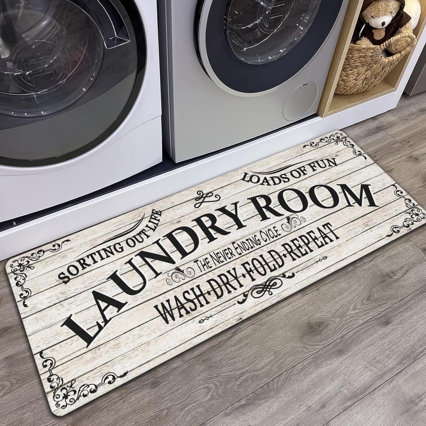 Non Slip Laundry Room Rug - Farmhouse Kitchen Floor Mat -Laundry Room Rug- Runner Decor -Washable Floor Carpet for Washroom Mudroom Kitchen Bathroom Hallway-20 x48