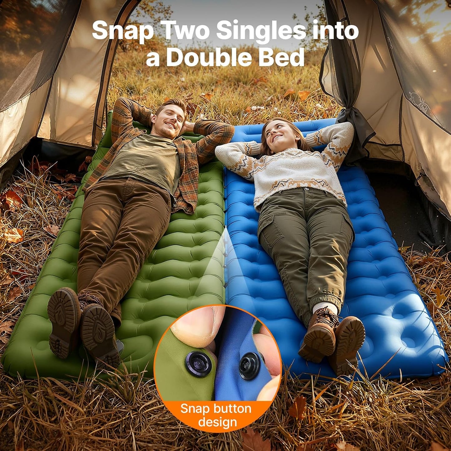 OGERY Sleeping Pad, Ultralight Inflatable Sleeping Pad for Camping with Pillow Built-in Foot Pump, 6" Extra-Thick Reinforced Camping Mattress for Hiking, Backpacking,Tent