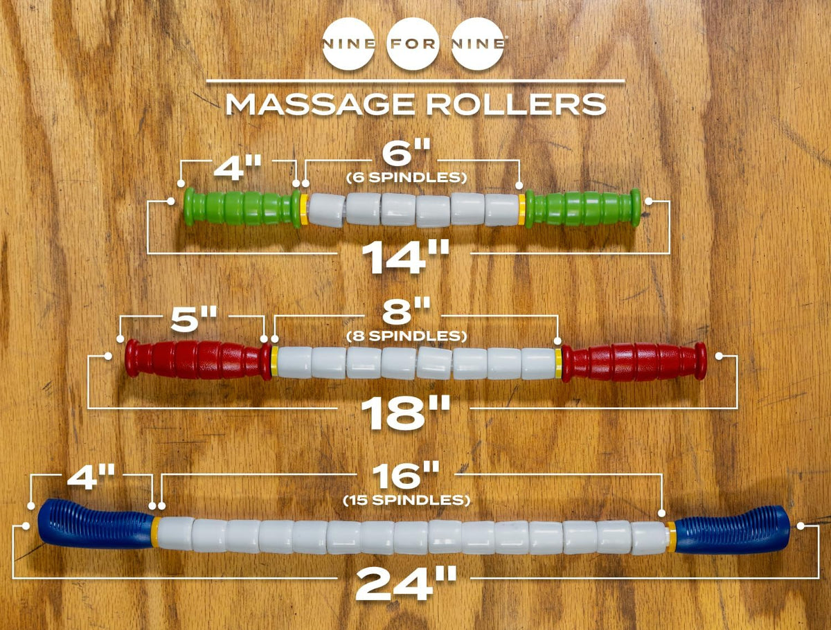 Massage Stick 14" Flexible Handheld Spindle Massage Roller - Full Body Muscle Recovery & Myofascial Release (Small - 14" Massage Stick)