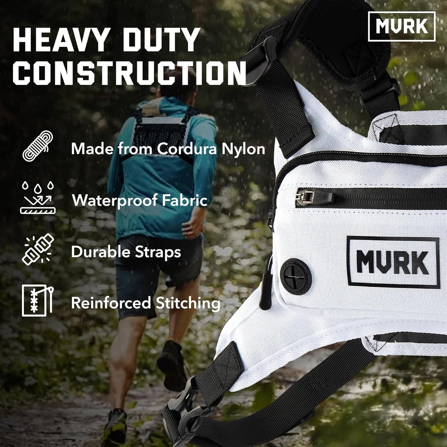 MVRK Water Resistant Running Vest Chest Pack, Phone Holder for Running, Lightweight Training Pack with Reflective Detail