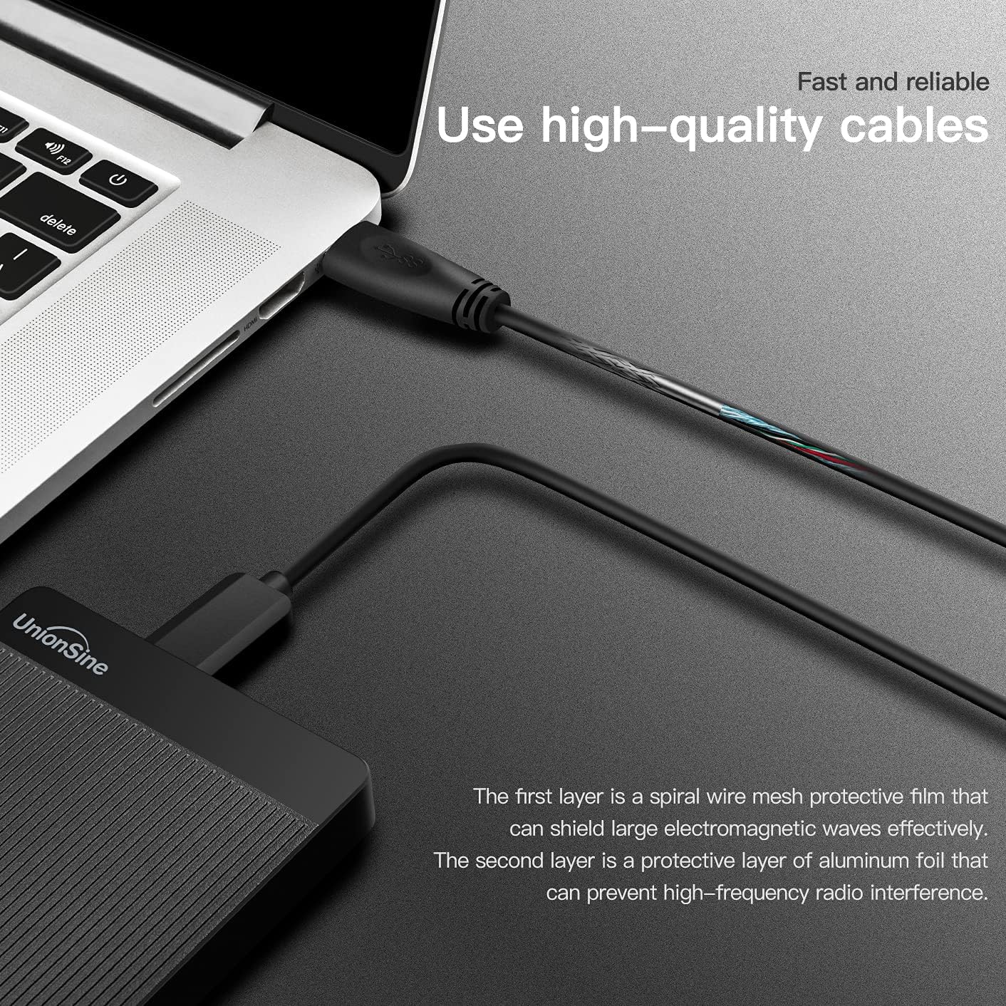 UnionSine 1TB Ultra Slim Portable External Hard Drive HDD-USB 3.0 for PC, Mac, Laptop, PS4, Xbox one, Xbox 360-(Black)