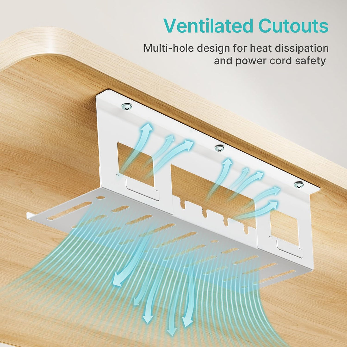 PEGZONE Under Desk Cable Management Tray, 15.7'' Screw-Mount Steel Rack