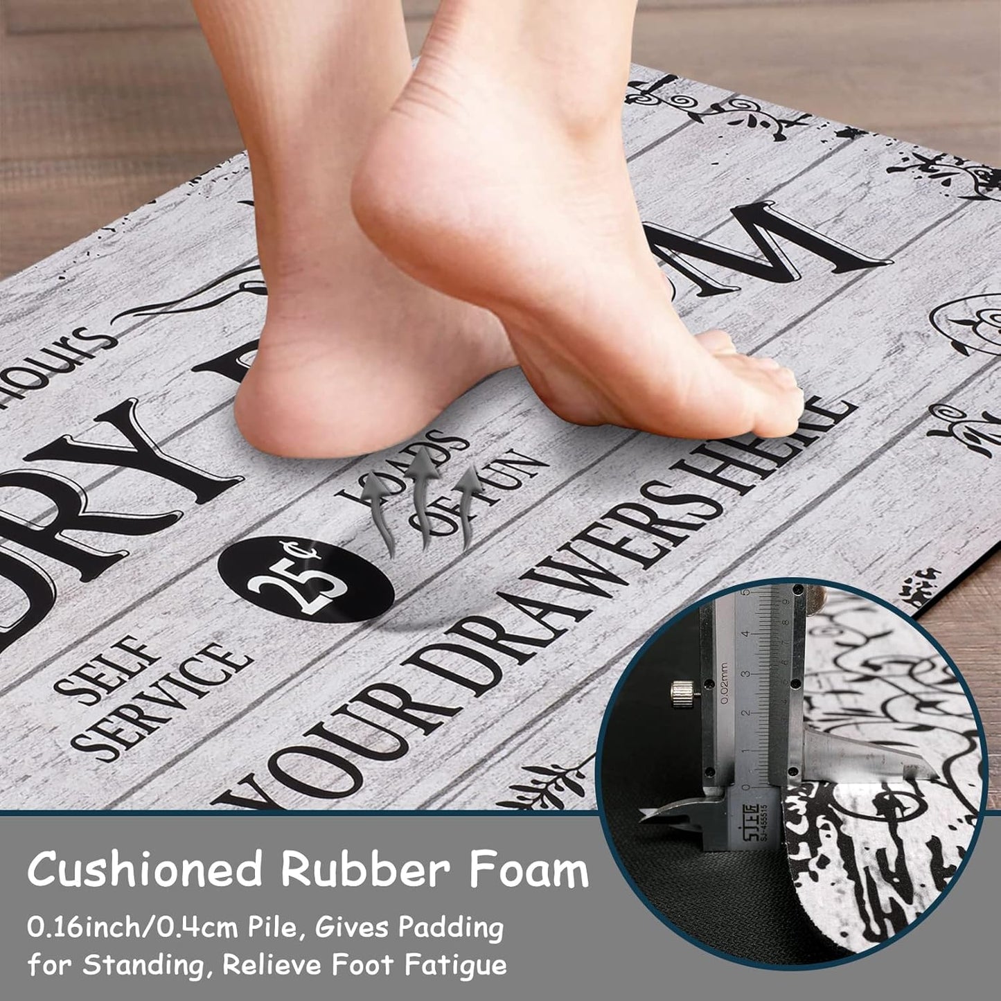 Lahome Remi Farmhouse Laundry Room Rug Runner 20"x59" Laundry Rugs and Mats for Laundry Room Non Slip Washable Floor Carpet Runner Rug for Washroom Mudroom Kitchen Bathroom Hallway Decor, Grey
