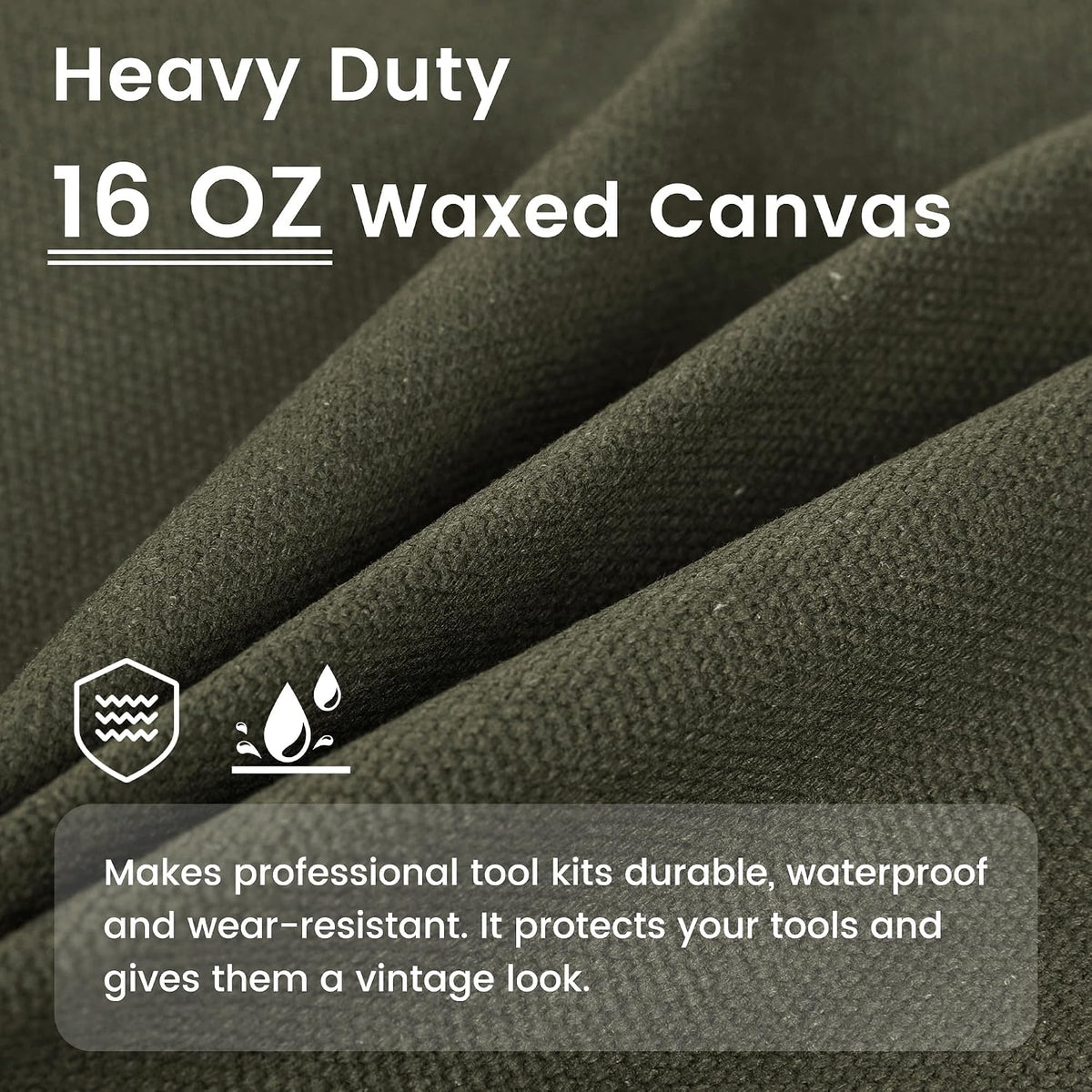 Canvas Tool Bag, Zippered Tool Pouch with Handle, 16 OZ Waxed Canvas Tool Storage Organizer | 2-Pack | 9.5"L x 10.5"W x 5.5"H (Opened) - Army Green
