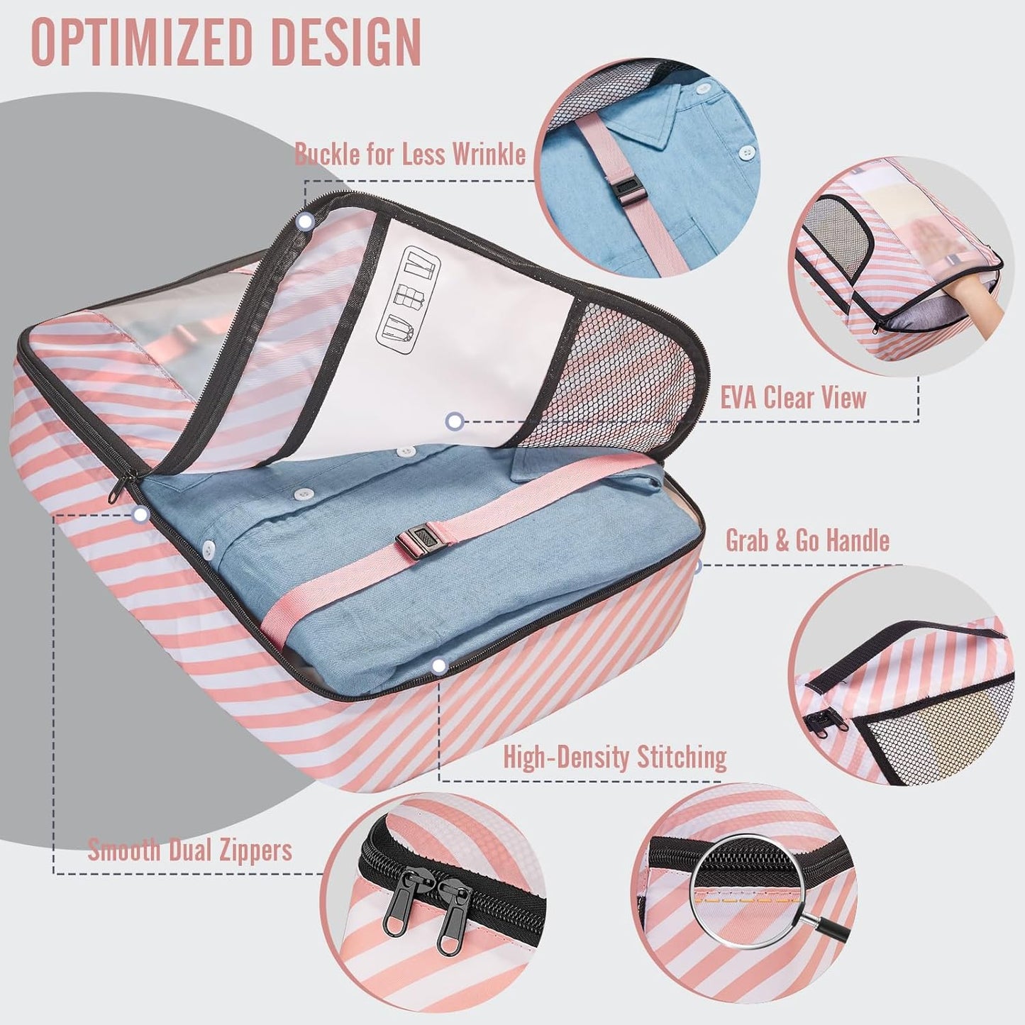 Veken 8 Set Packing Cubes for Travel Essentials, Suitcase Organizer Bags in 4 Sizes, Carry-On Luggage Accessories with Laundry Bag, Airplane Must Have, Gifts for Women Men