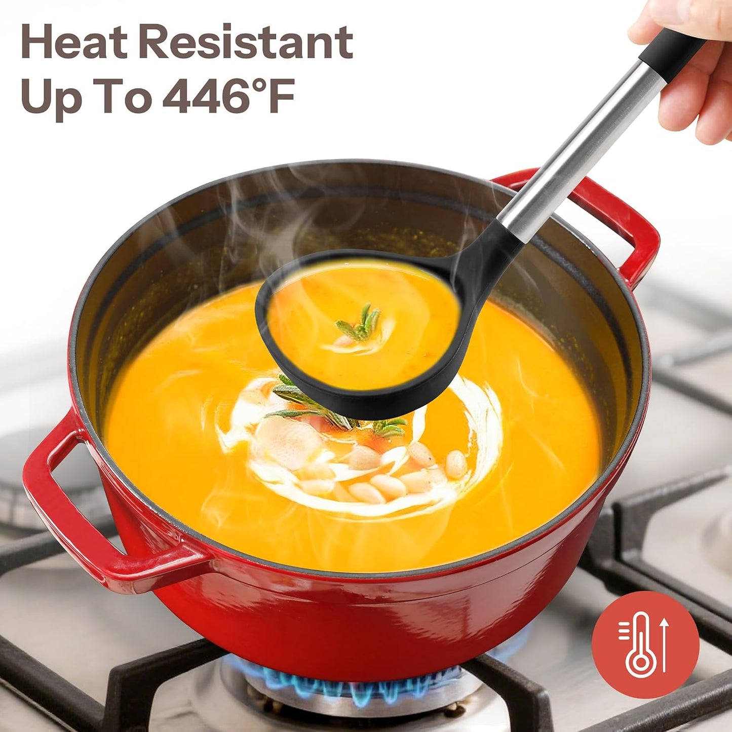 NCUE Silicone Cooking Utensils Set, 28 Pcs Kitchen Utensils Set 446°F Heat Resistant Spatula Set, Food Grade Silicone and Stainless Steel Handle Kitchen Gadgets for Nonstick Cookware BPA Free