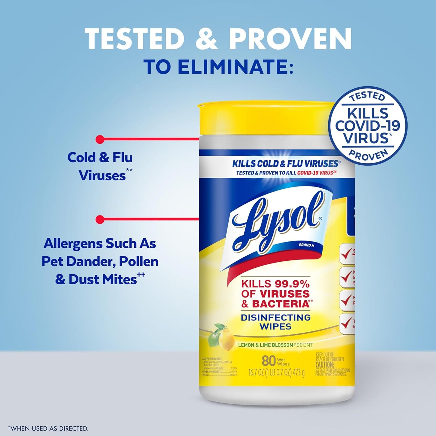 LYSOL Disinfecting Wipes, All Purpose Cleaner, Multi-Surface Antibacterial Cleaning Wipes, Household Cleaning Supplies, Dorm Essentials, Lemon + Mango & Hibiscus + Crisp Linen Scent, 80 ct. (4 Pack)