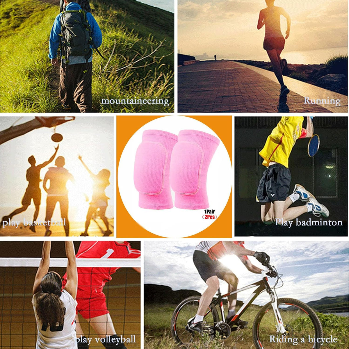 Anti slip sponge, soft and breathable men's, women's, girls', and children's pink knee pads suitable for sports scenes such as volleyball, football, dance, yoga, wrestling, running, cycling, etc (Pink, Small)