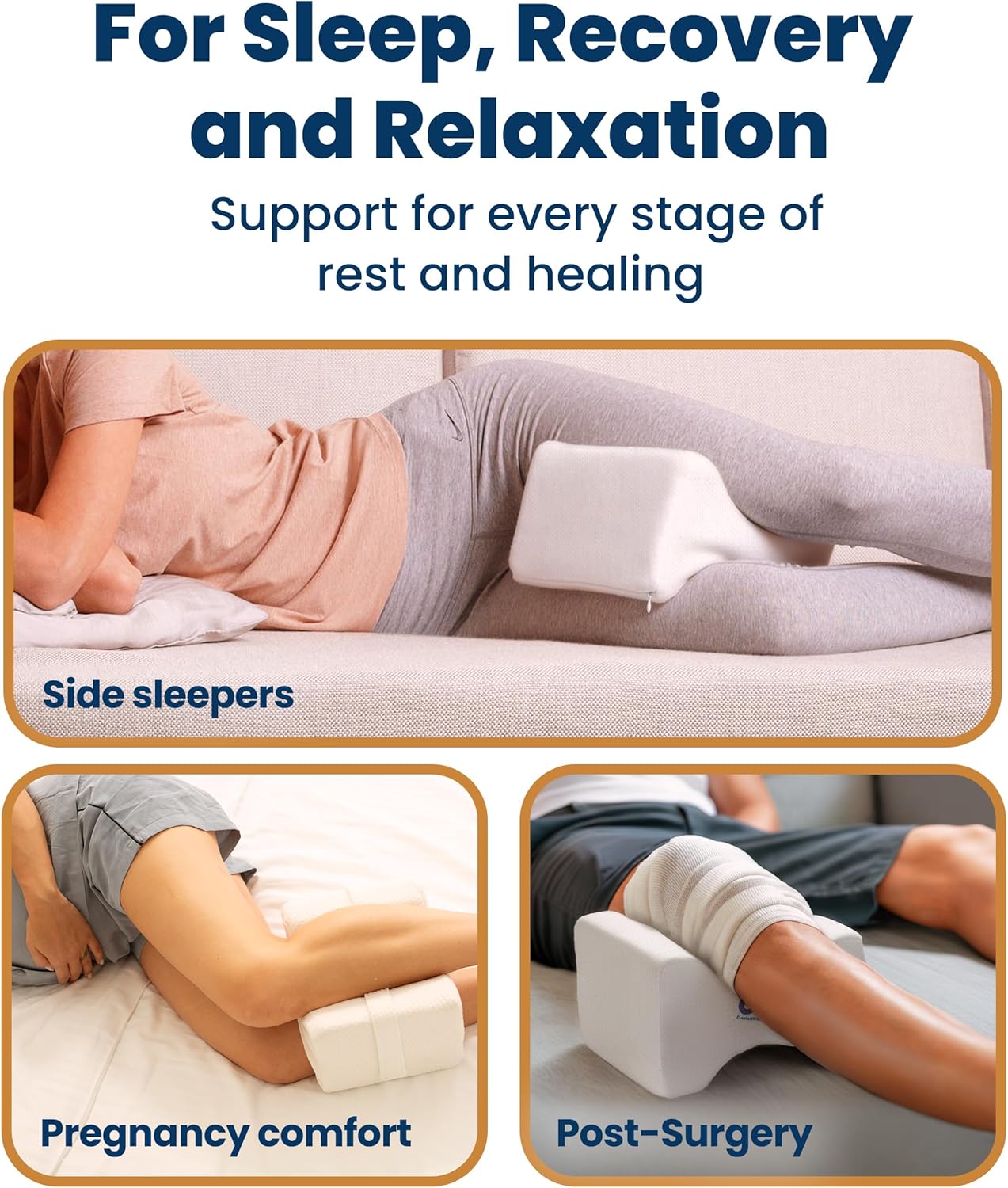 Everlasting Comfort Memory Foam Knee Pillow for Side Sleepers – Sciatica Pain Relief Pillow, Removable Strap Support – Leg Pillows for Sleeping Alignment, Knees, Back & Hip Cushion
