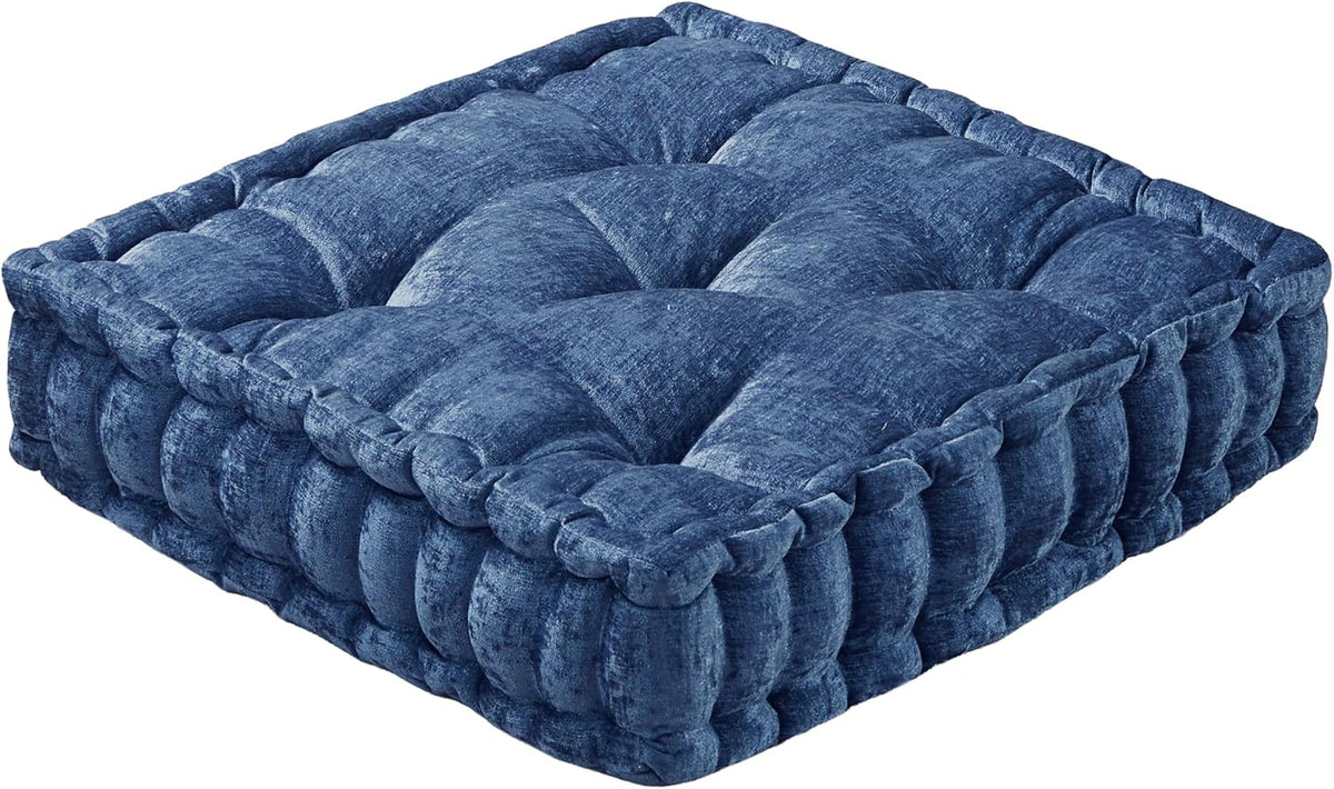 Intelligent Design Floor Pillow, Large Cushion for Meditation, 20x20 Navy