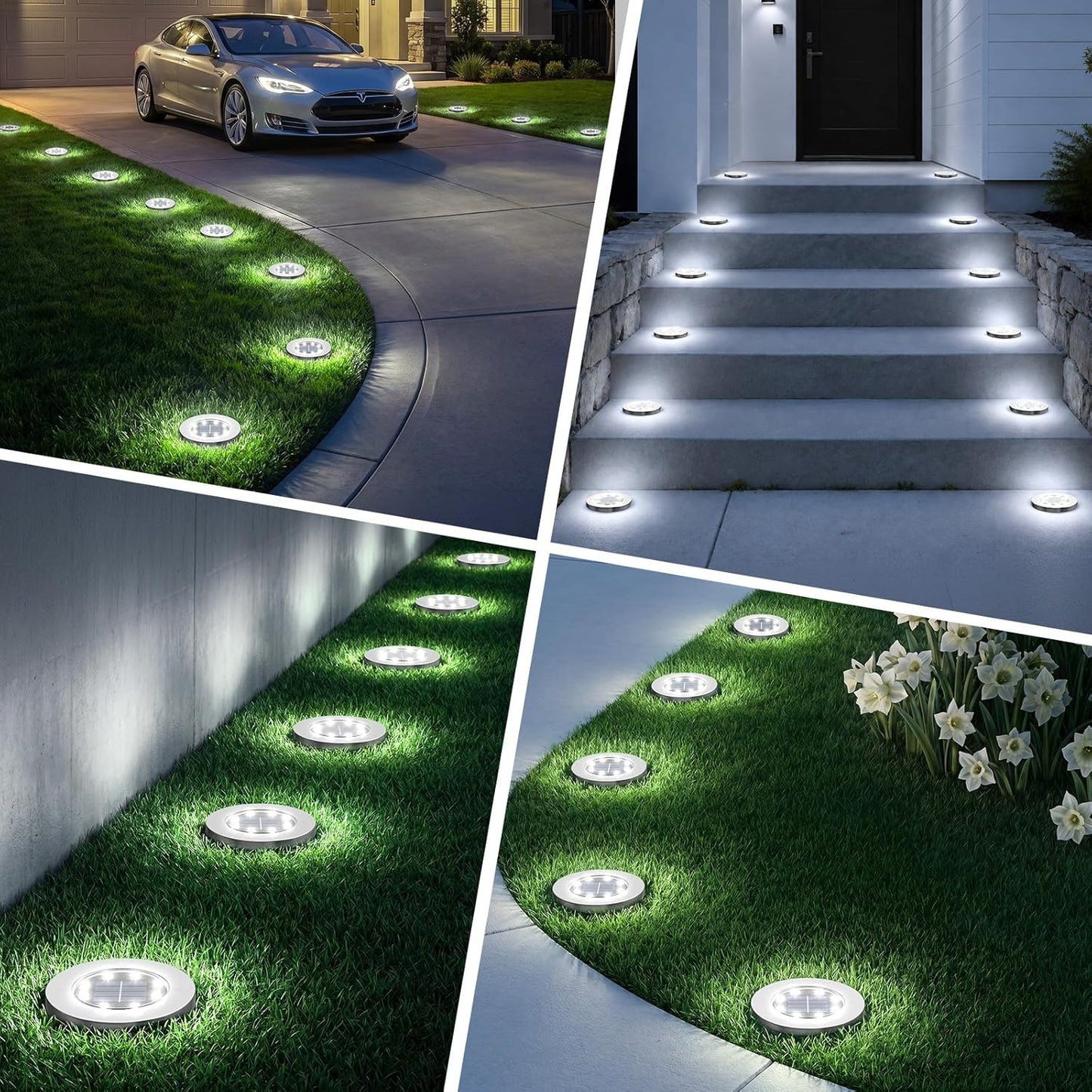 INCX 4.6 inch Solar Lights Outdoor Waterproof,12 Pack Solar Lights for Outside, Solar Garden Lights Landscape Lighting for Patio Pathway Lawn Yard Deck Driveway Walkway, Cold White