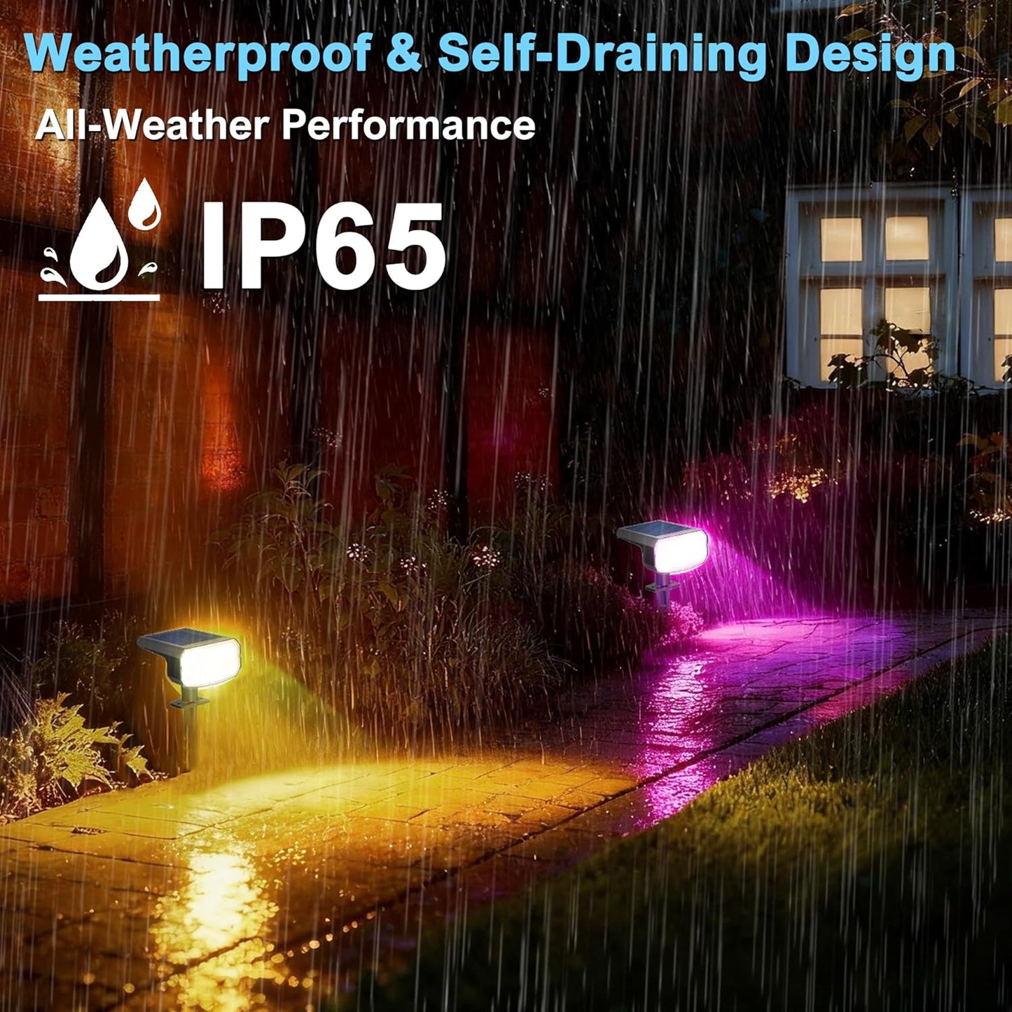 JEJOT Color Changing Solar Spot Lights Outdoor Waterproof IP65,8 Lighting Modes Multicolor RGB Christmas Spotlight for Porches Yard Gardens Landscape Deconrations-4 Pack