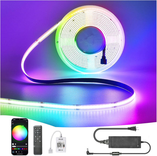 RGB COB Led Strip Light 32.8FT/10M, 10mm Led Tape Light, Color Changing