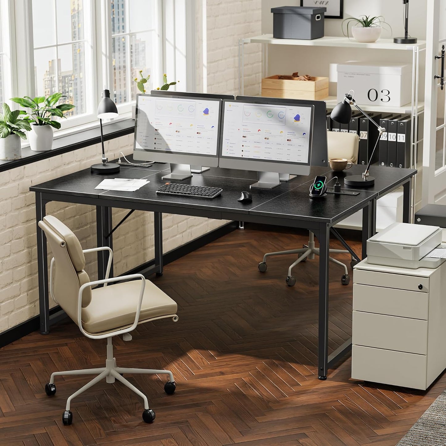 PRAISUN 63 X 24 Inch Office Computer Desk with Power Outlets and USB-C Port, Larger and Longer Gaming Desk, for Home Office, Study, Writing Work from Home Table, Metal Frame, Black