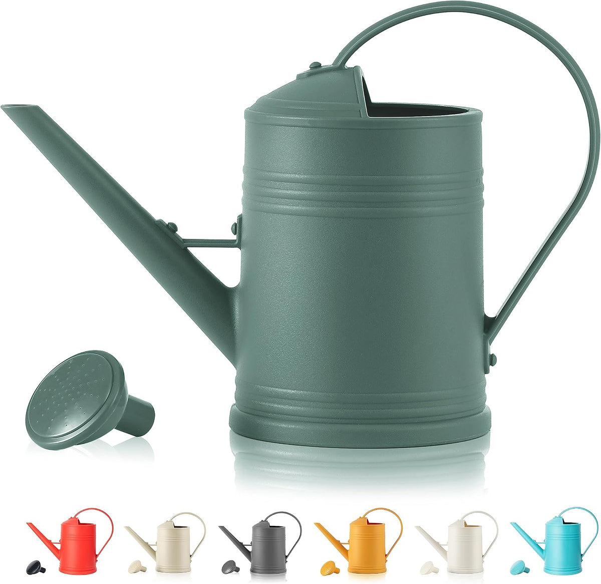 Plastic Indoor Watering Can with Detachable Sprinkler Head - 68oz (1/2 Gallon) for House Plants and Flowers