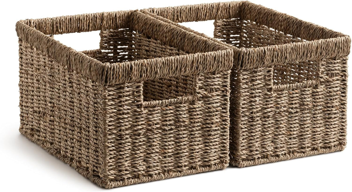 StorageWorks Wicker Baskets for Storage, Seagrass Storage Baskets, 2-Pack