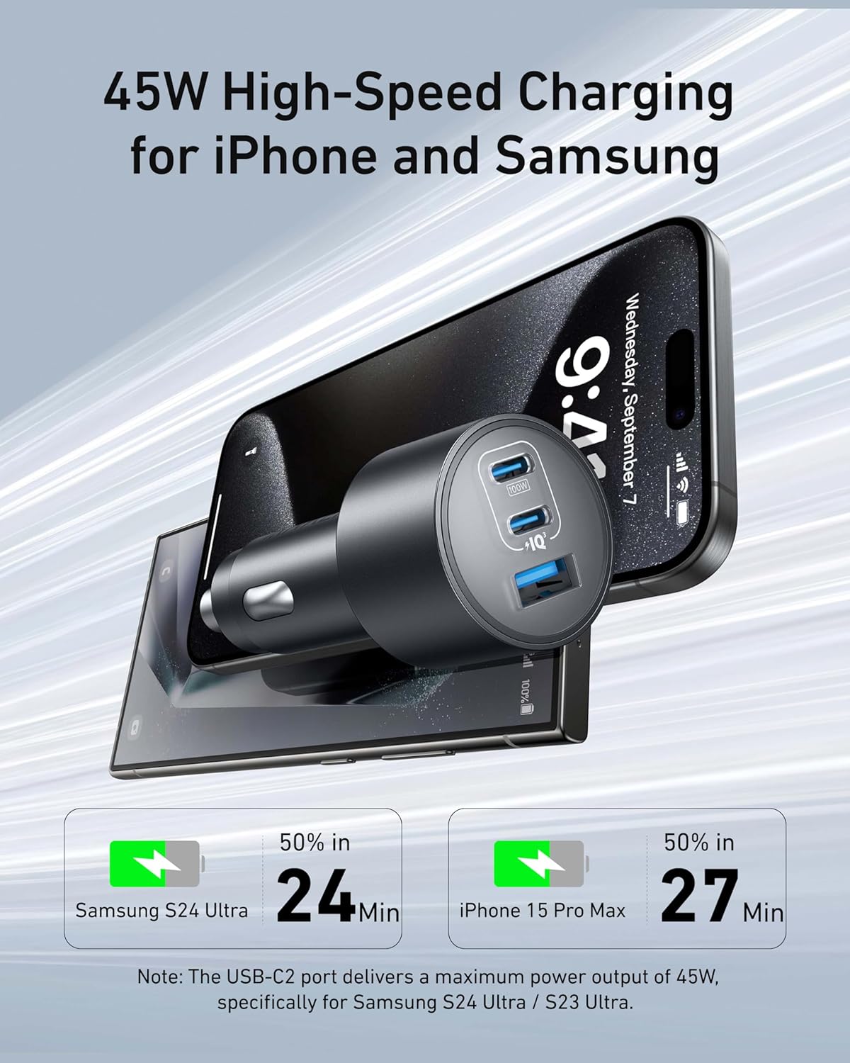 Anker iPhone 17 USB-C Car Charger, 167.5W Max 3-Port Ultra-Compact Type-C Fast Car Charger for MacBook Pro/Air, iPhone 17/16/15 Series, Samsung S25/S26, iPad Pro, AirPods and More