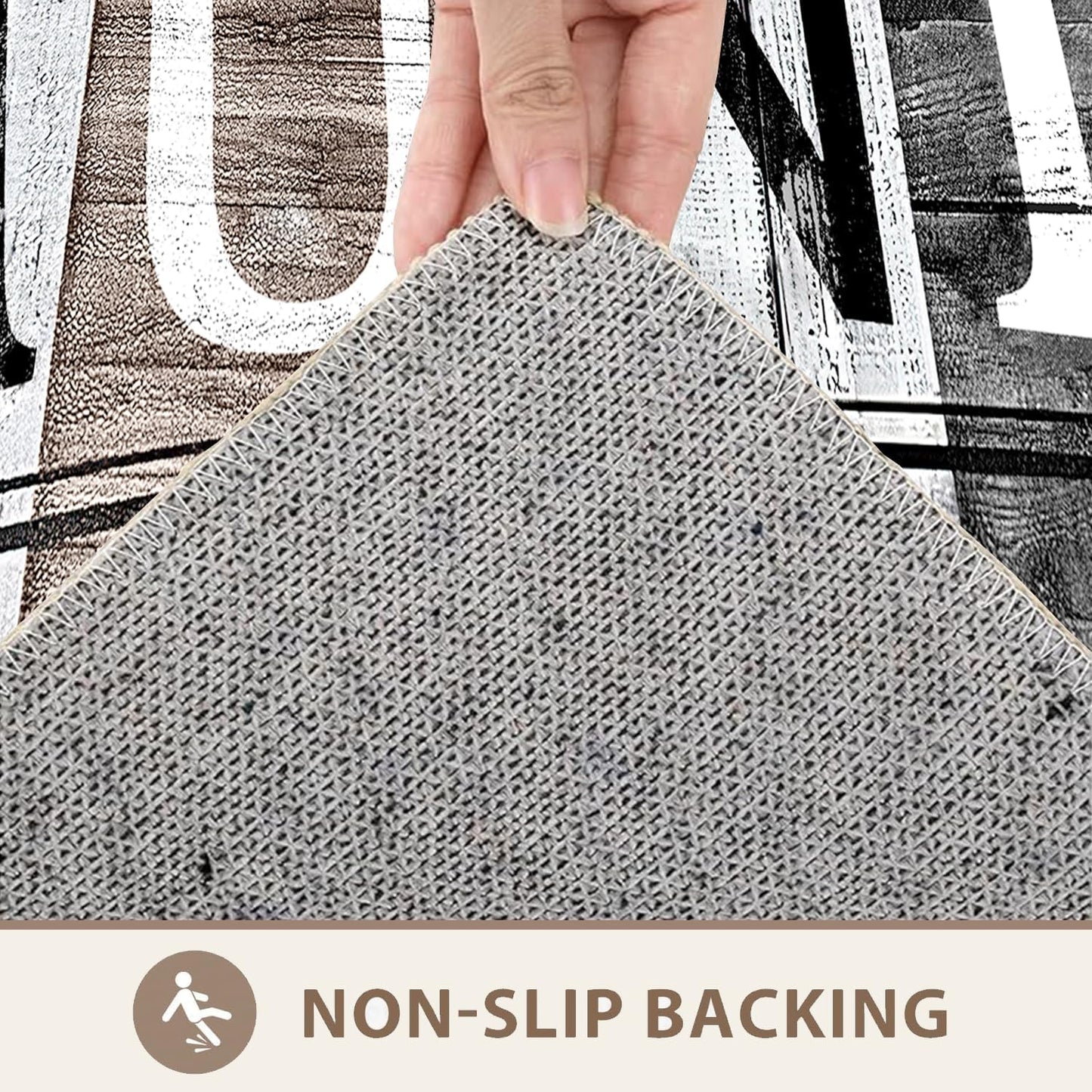 Laundry Room Rug Runner 20"X47" Brown and Grey Wood Non Slip Laundry Rugs and Mats for Laundry Room Decor Washable Runner Rugs for Farmhouse Kitchen Floor Bathroom Entryway Area Rugs