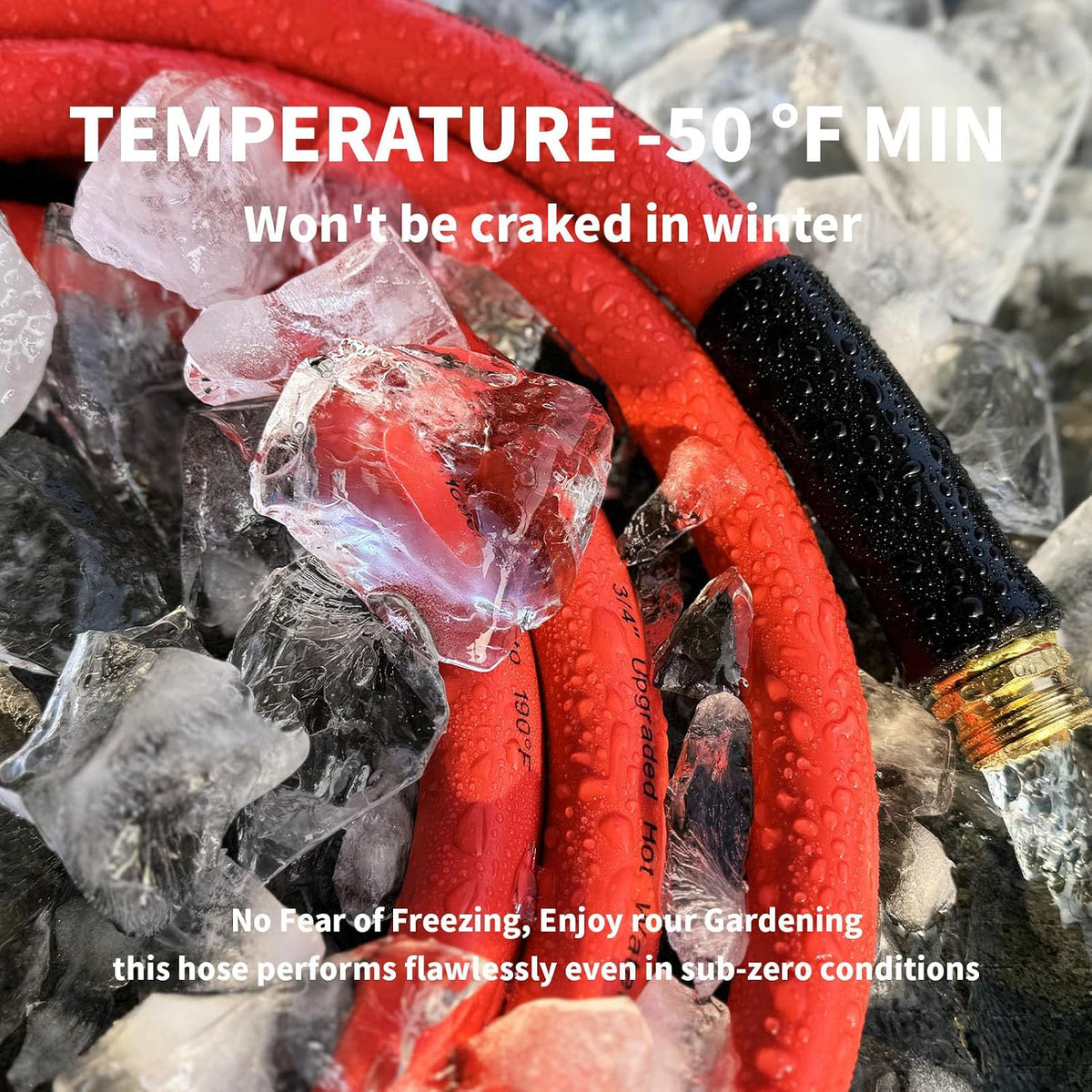 Garden Hose 150ft x 5/8” Hot/Cold Water Hose, -50°F to 190°F, Red