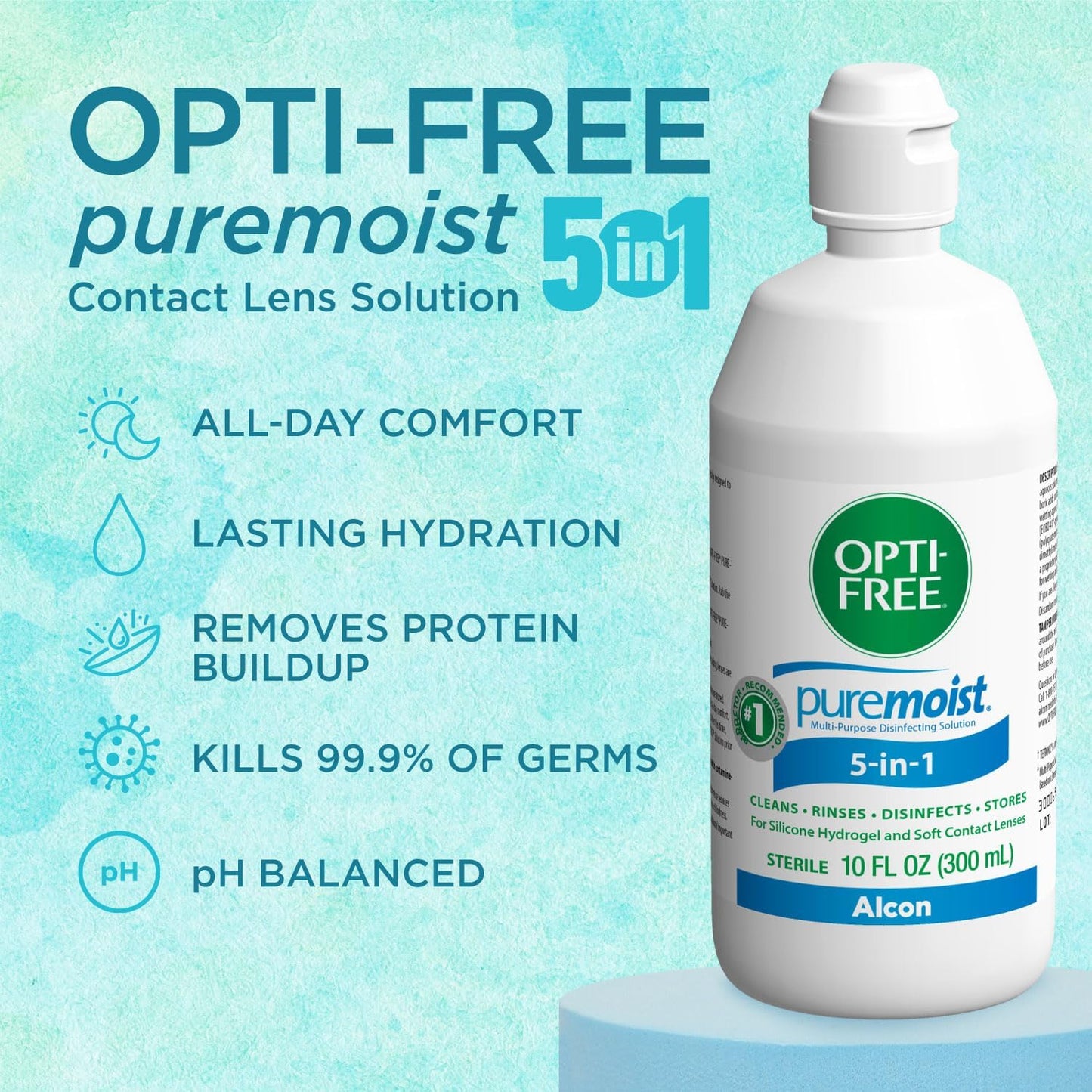 Opti-Free Puremoist Multi-Purpose Contact Lens Cleaning and Disinfecting Solution with Lens Case, 10 FL Oz (Pack of 1)