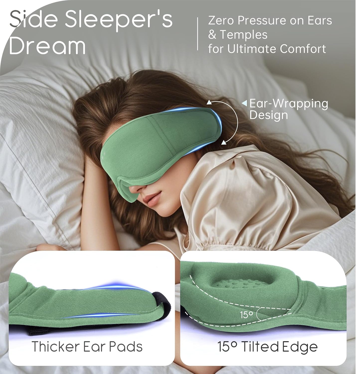 Sleep Mask with Headphones Bluetooth 5.4, TOPOINT 3D Eye Mask Blackout with Soft Bamboo Cotton for Side Sleepers Women Men, Sleep Headphones Earphones HD Speaker Microphone for Travel Meditation Gift